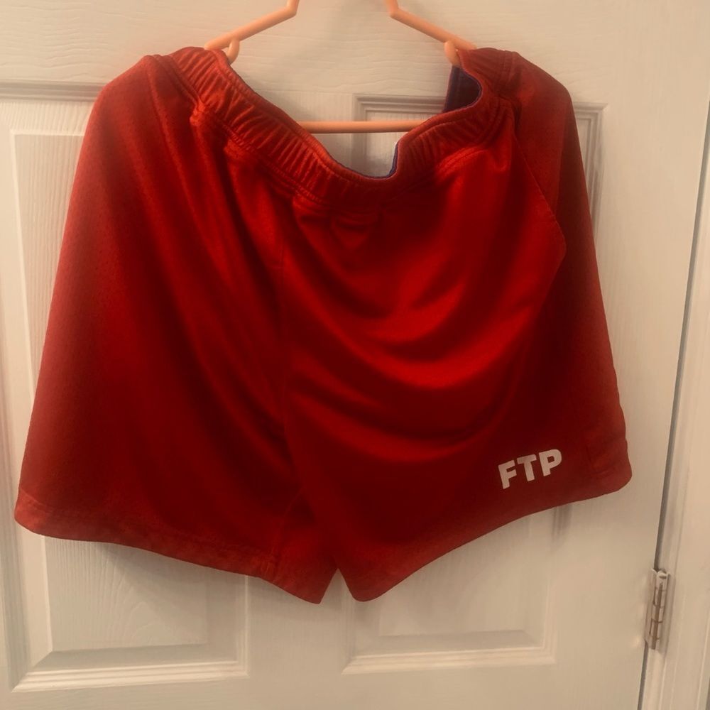 FTP Shorts - Red Blue - Basketball Shorts  XL Workout Shorts - Reversible Shorts